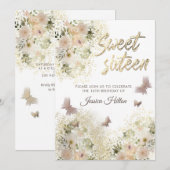 Botervliegenbloemtuin, zoet, zestien uitnodiging (Voorkant / Achterkant)