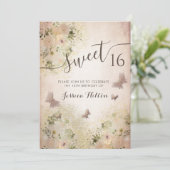 Botervliegenbloemtuin, zoet, zestien uitnodiging (Staand voorkant)