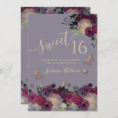 Botervliegenbloemtuin, zoet, zestien uitnodiging (Voorkant / Achterkant)