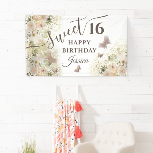 Botervliegenbloemtuin, zoet, zestien uitnodiging spandoek (Insitu)