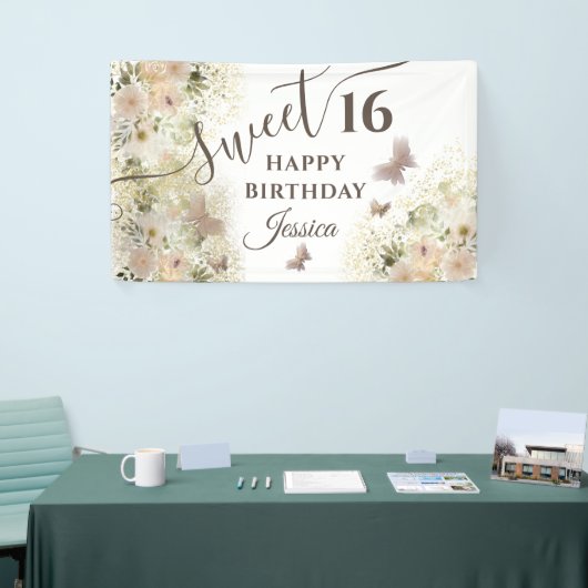 Botervliegenbloemtuin, zoet, zestien uitnodiging spandoek (Beurs)