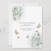 Botervliegenbloemtuinblauwe jurk, zoet zestien kaart (Achterkant)