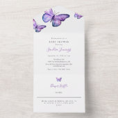 Botervliegend Baby shower - Eenvoudig minimalistis All In One Uitnodiging (Binnen)