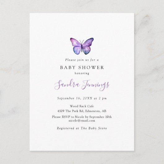 Botervliegend Baby shower - Eenvoudig minimalistis Briefkaart (Voorkant)