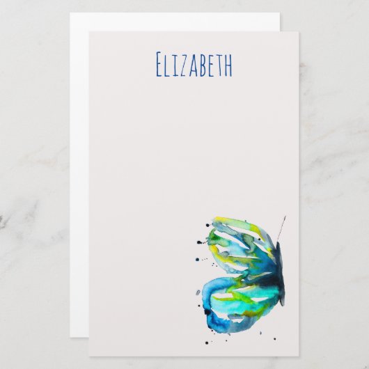 Botervliegenkunst waterverf briefpapier (Voorkant / Achterkant)