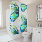 Botervliegenkunst waterverf douchegordijn (In situ)