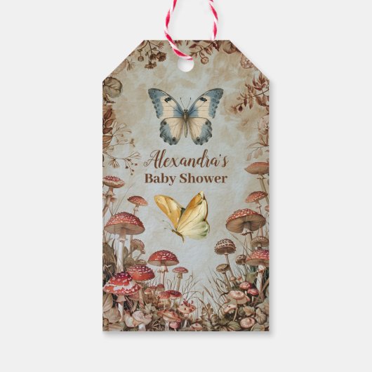 Botervliegenpaddenstoel Natuur Baby shower Cadeaulabel (Achterkant)