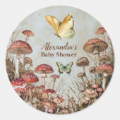 Botervliegenpaddenstoel Natuur Baby shower Ronde Sticker (Voorkant)