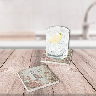 Botervliegenpaddenstoel Natuur Baby shower Stenen Onderzetter