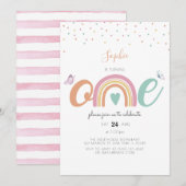 Botervliegenpasta regenboogvaart Eerste verjaardag Kaart (Voorkant / Achterkant)