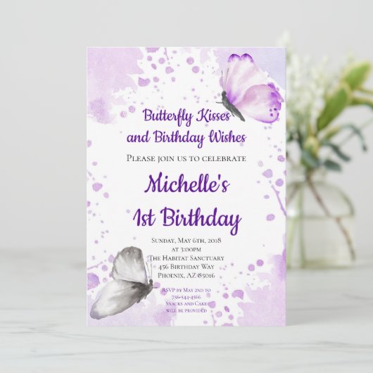 Botervliegenuitnodiging, eerste eerste eerste verj kaart (Staand voorkant)