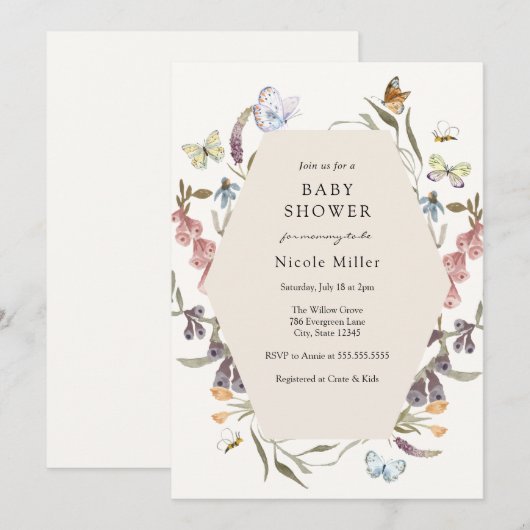 Botervliegenventilator Baby shower Kaart (Voorkant / Achterkant)