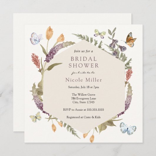 Botervliegenventilator Tudenbridal Shower Invitati Kaart (Voorkant / Achterkant)