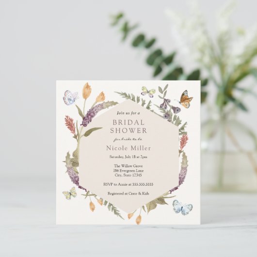 Botervliegenventilator Tudenbridal Shower Invitati Kaart (Staand voorkant)