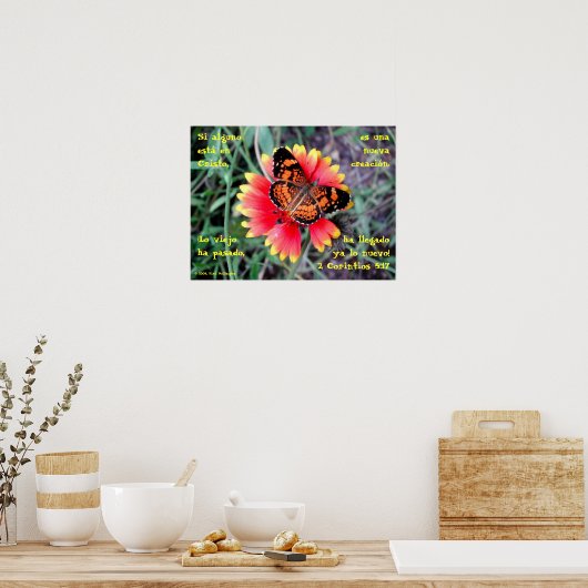 Botervlieger—2 Corintios 5:17 Poster (Keuken)