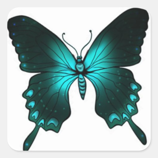 Botervlieger/groene zweetstaart vierkante sticker (Voorkant)