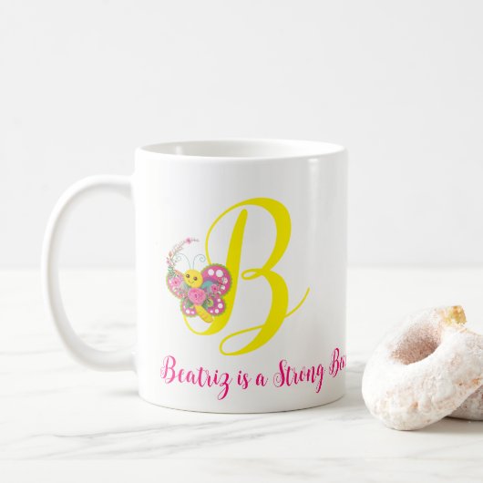 Botervlieger Letter B Floral Mok (Met donut)