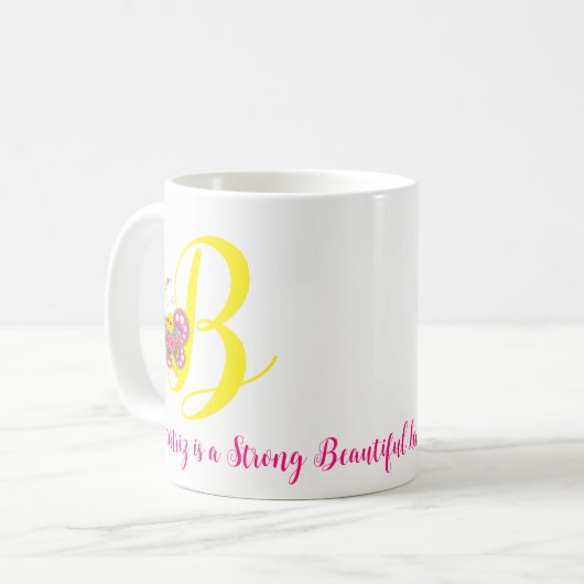 Botervlieger Letter B Floral Mok (Voorkant links)