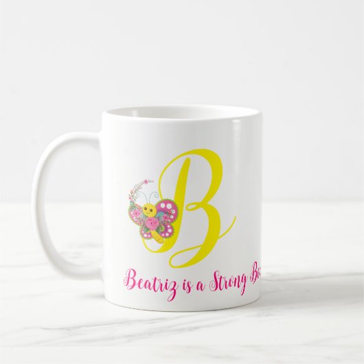 Botervlieger Letter B Floral Mok (Links)