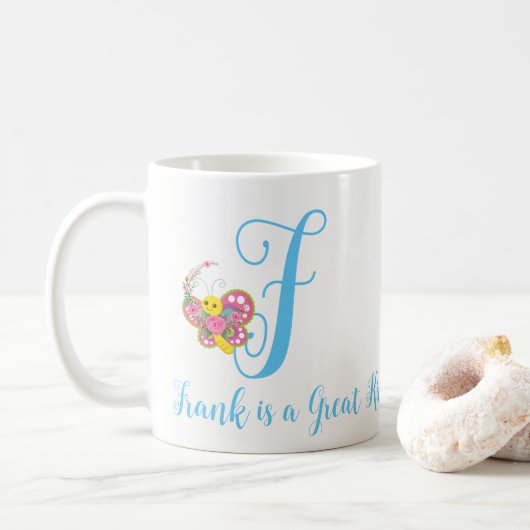 Botervlieger Letter F Floral Mok (Met donut)