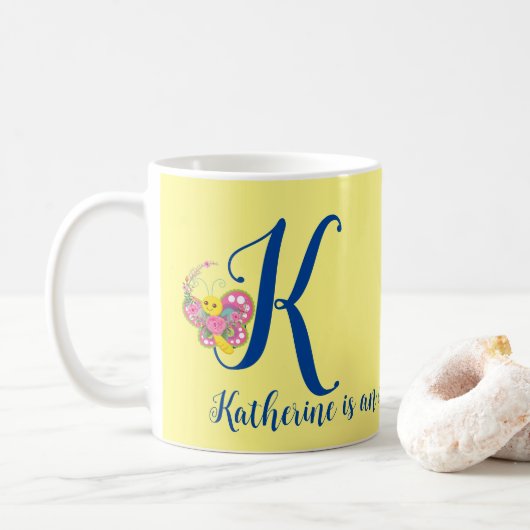 Botervlieger Letter K Floral Mok (Met donut)