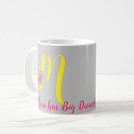 Botervlieger Letter M Floral Mok (Voorkant links)