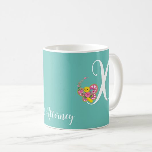 Botervlieger Letter X Floral Mok (Voorkant rechts)