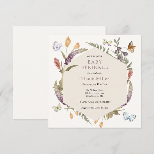 Botervlieger Vloertuinbouwsprintje Baby Kaart (Voorkant / Achterkant)