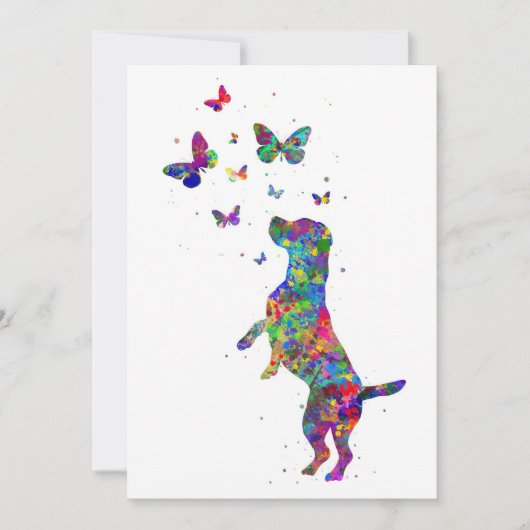 Botervliegerbeagle hond speelt met vlinders bedankkaart (Voorkant)