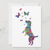 Botervliegerbeagle hond speelt met vlinders save the date (Voorkant)