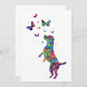 Botervliegerbeagle hond speelt met vlinders save the date (Voorkant / Achterkant)