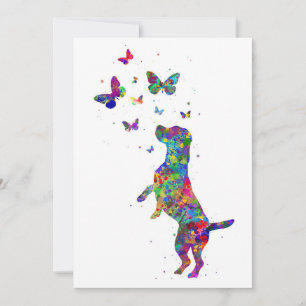 Botervliegerbeagle hond speelt met vlinders save the date