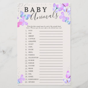 Botervliegers Baby shower Baby-dieren Game