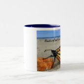 Botervliegers - blauw van TDGallery Tweekleurige Koffiemok (Center)