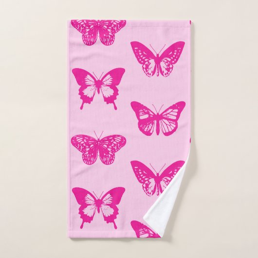 Botervliegers, lichtroze en fuchsie bad handdoek (Handdoek)