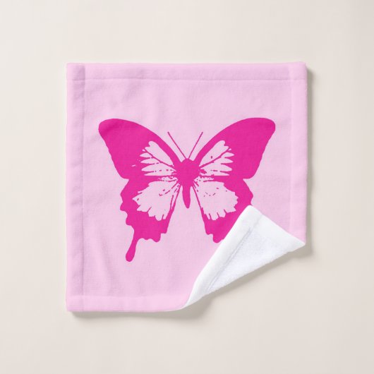 Botervliegers, lichtroze en fuchsie bad handdoek (Wasdoekje)