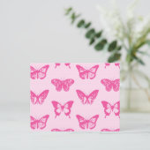 Botervliegers, lichtroze en fuchsie briefkaart (Staand voorkant)