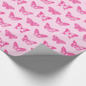 Botervliegers, lichtroze en fuchsie cadeaupapier (Hoek)