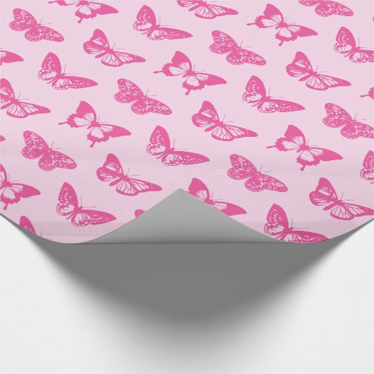 Botervliegers, lichtroze en fuchsie cadeaupapier (Hoek)