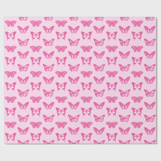 Botervliegers, lichtroze en fuchsie cadeaupapier (Vlak)