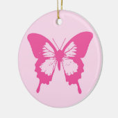 Botervliegers, lichtroze en fuchsie keramisch ornament (Links)