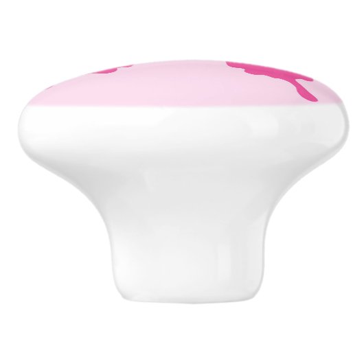 Botervliegers, lichtroze en fuchsie keramische knop (Zijkant)