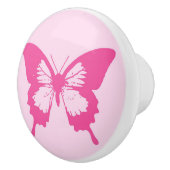 Botervliegers, lichtroze en fuchsie keramische knop (Rechts)