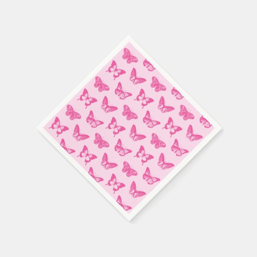 Botervliegers, lichtroze en fuchsie servetten (Hoek)
