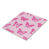 Botervliegers, lichtroze en fuchsie tegeltje (Zijkant)