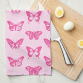 Botervliegers, lichtroze en fuchsie theedoek (Quarter Fold)