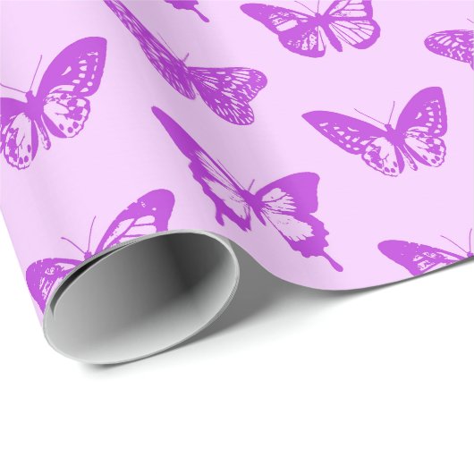 Botervliegers, orchidee, roze en violet cadeaupapier (Rol Hoek)