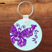 Botervliegers paarse blauw hemelsnaam sleutelhange sleutelhanger (Voorkant)