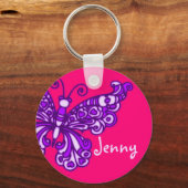 Botervliegers paarse roze naam sleutelhanger (Voorkant)