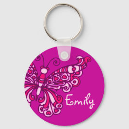 Botervliegers paarse roze naam sleutelhanger